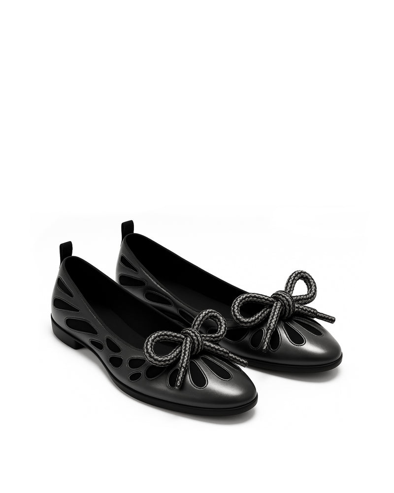 Aria Cutout Ballet Flats - Black