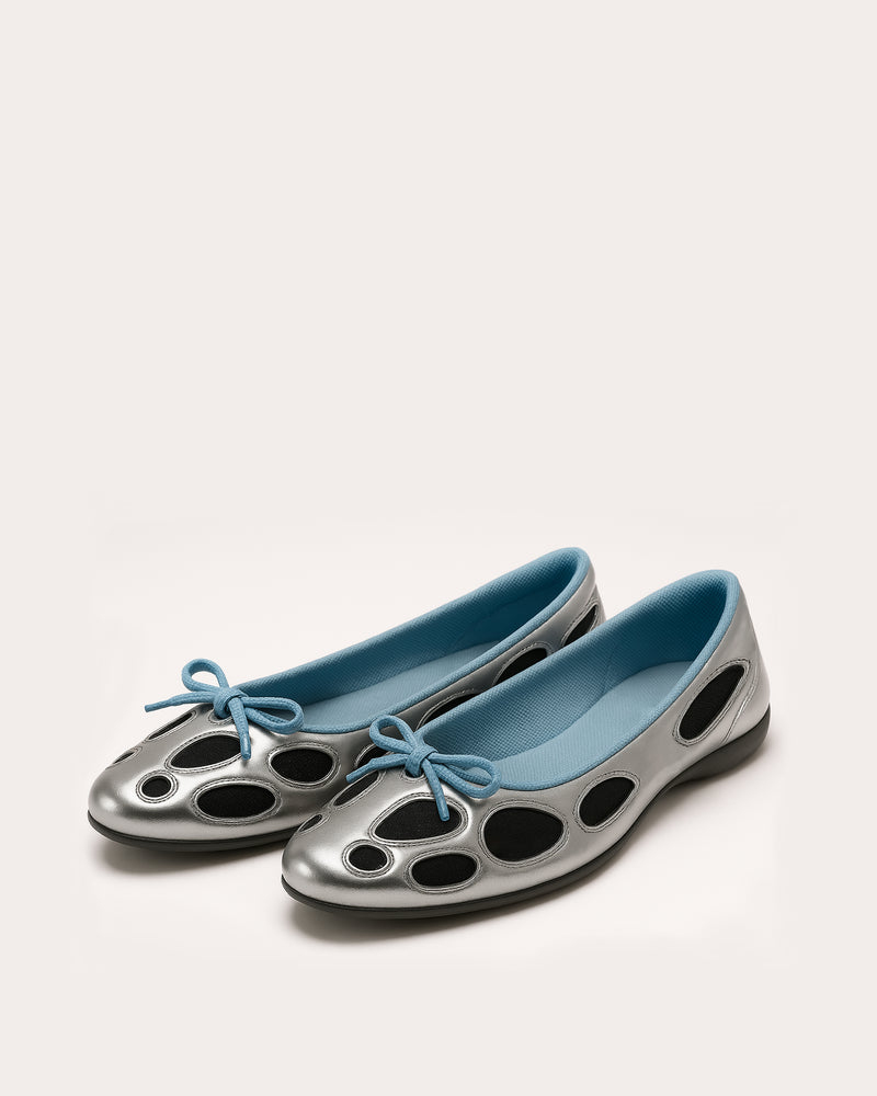 Faith Perforated Ballet Flats - Silver