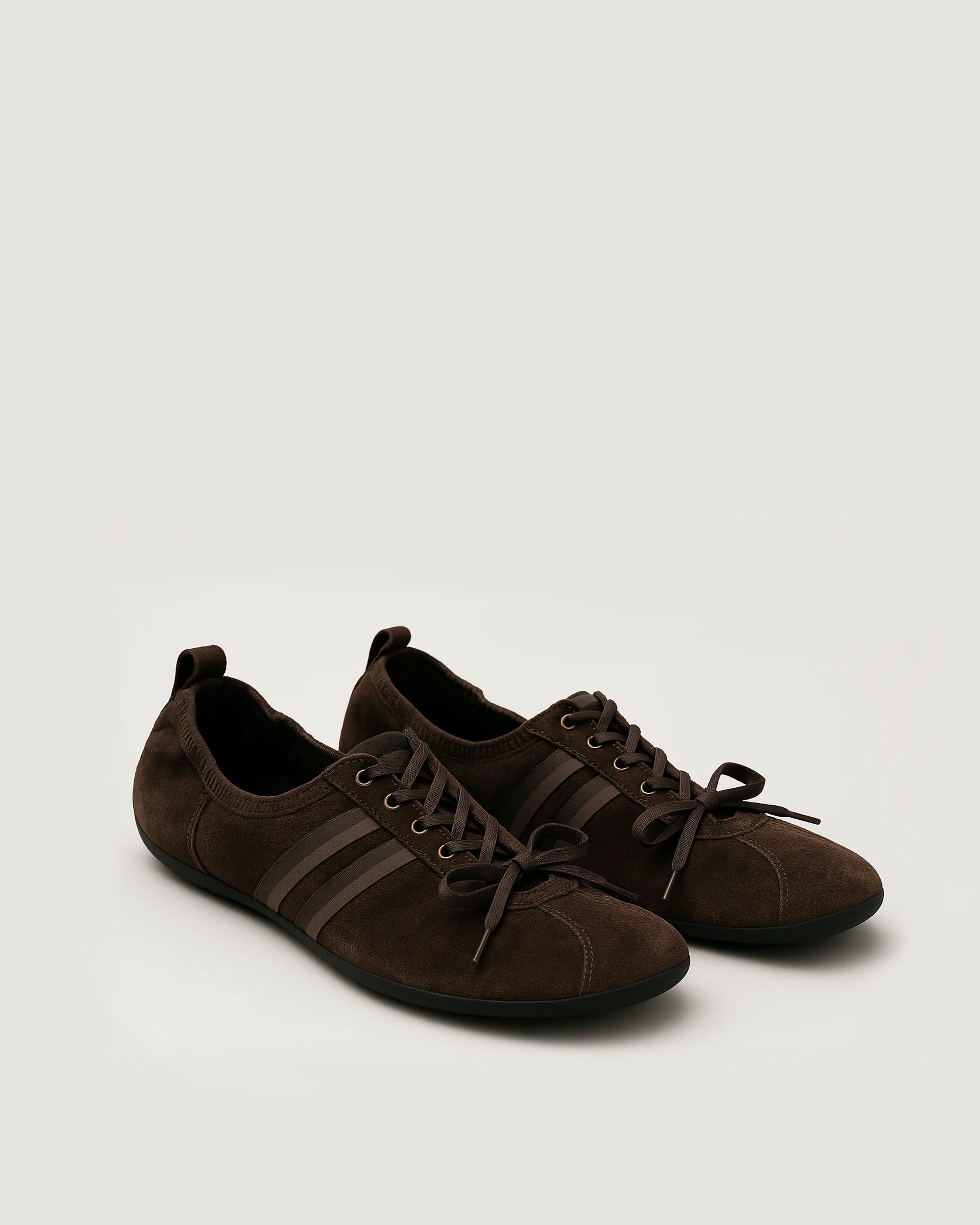 Lucy Suede Lace-Up Flats - Brown