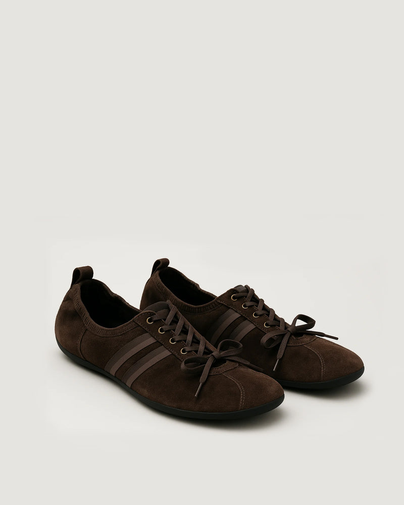 Lucy Suede Lace-Up Flats - Brown