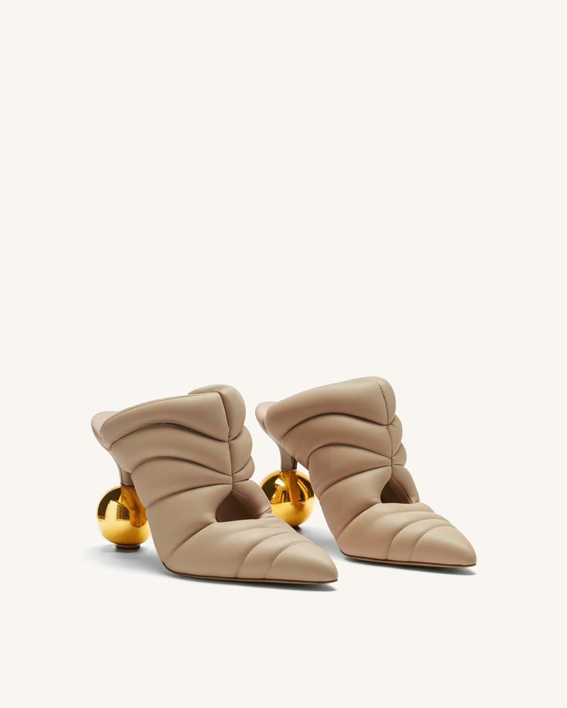 Taylor Quilted Heel Mules - Beige