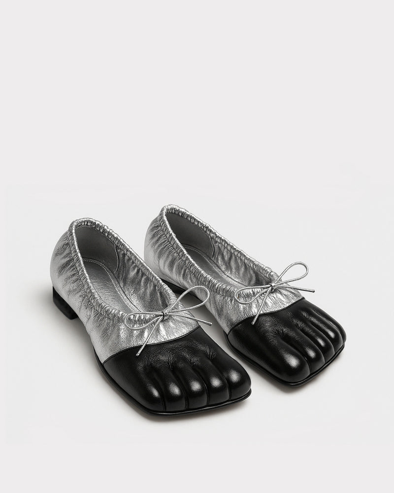 Kennedy Two-Tone Ballet Flats - Silver&Black