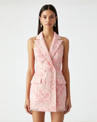 Orchid Embroidered Mini Dress - White/Pink