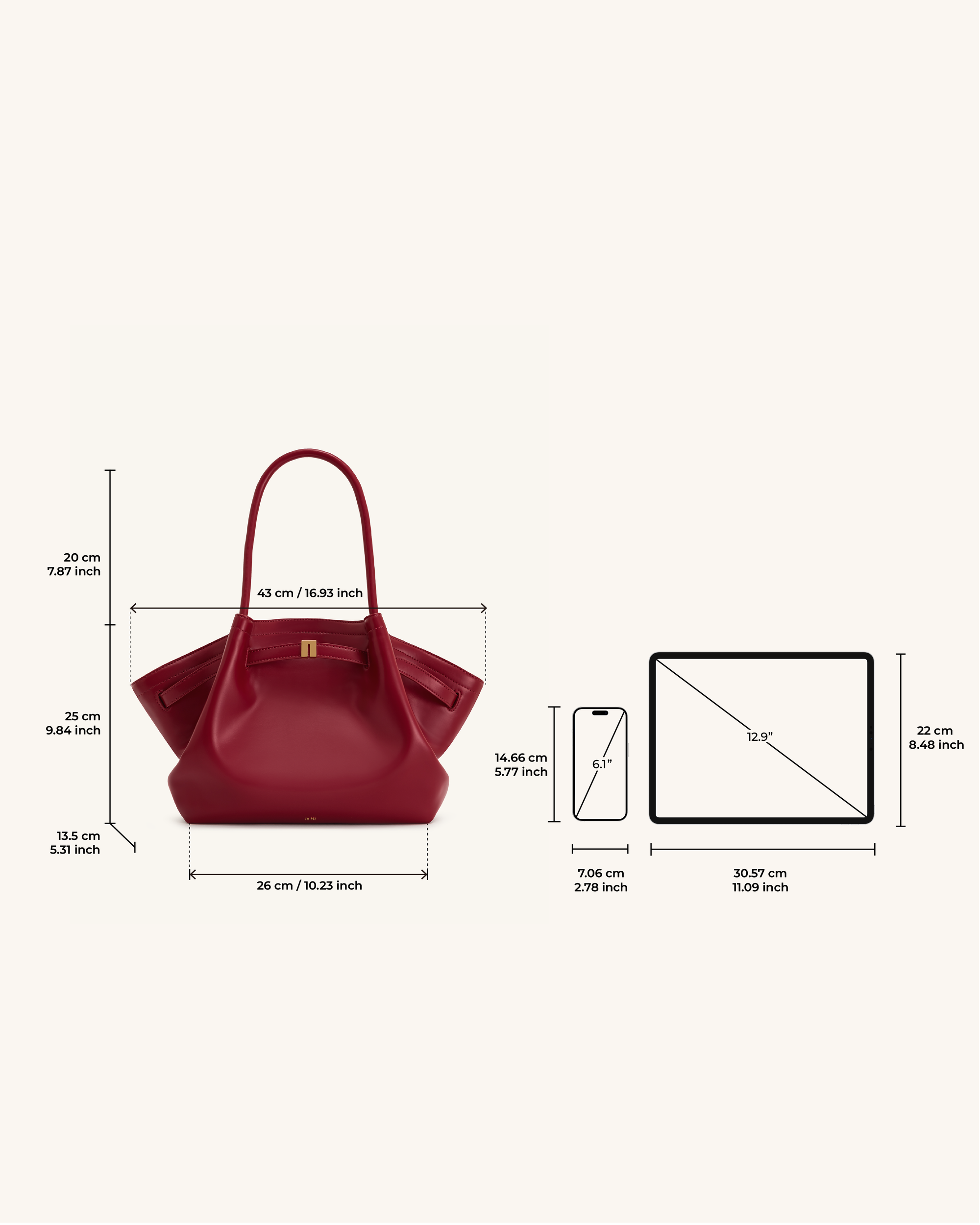 Hana Medium Tote Bag - Claret | JW PEI Hana Medium Tote Bag - Claret | JW PEI