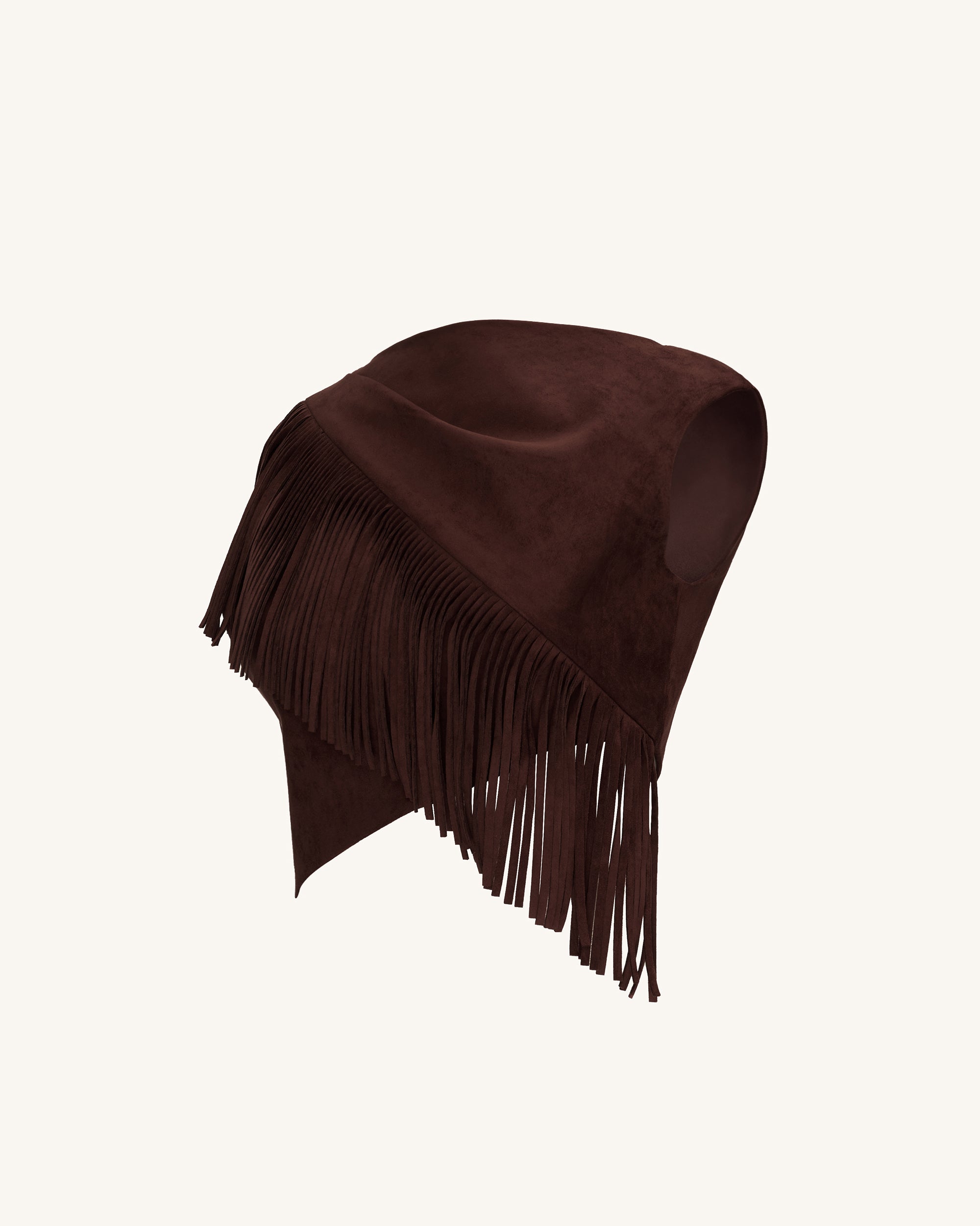 Ariana Asymmetric Fringe Sueded Top - Burgundy | JW PEI