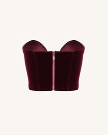 Anna Low-cut Velvet Corset Top - Claret