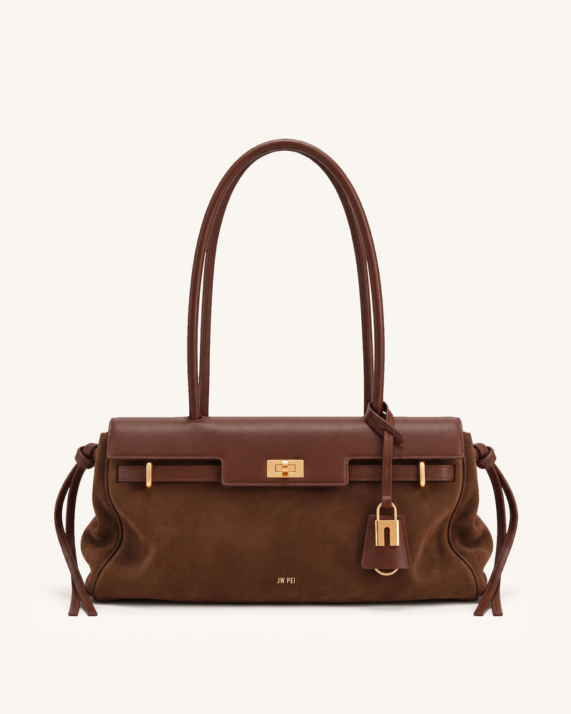 Nerissa Flap Belt Detail Shoulder Bag – Brown