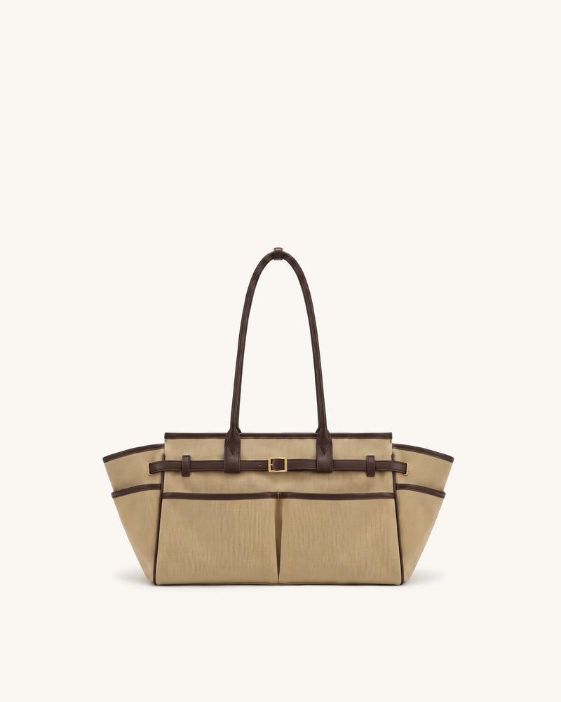 Harper Canvas Buckle Tote Bag – Khaki
