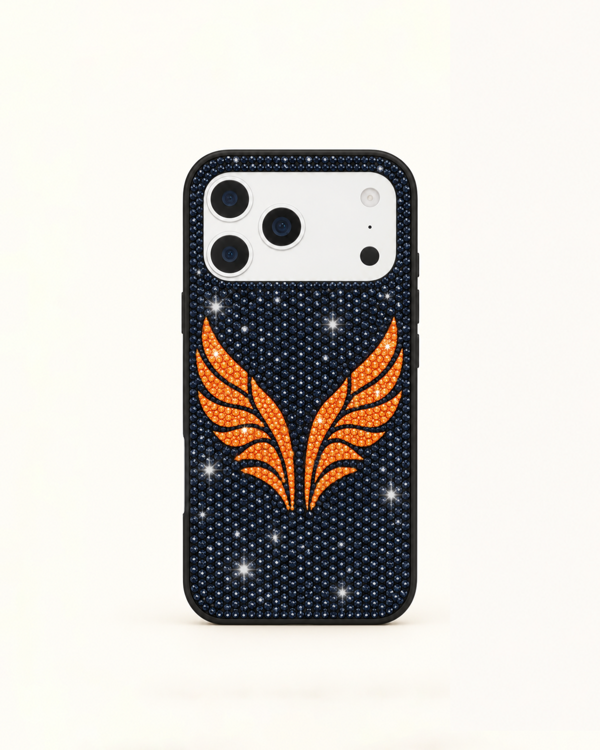 Orange Wings Artificial Crystal Phone Case – Black