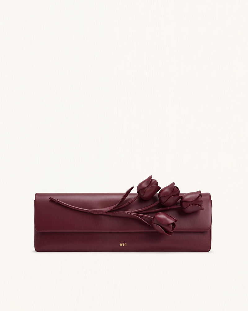 Tulip Floral Clutch - Burgundy