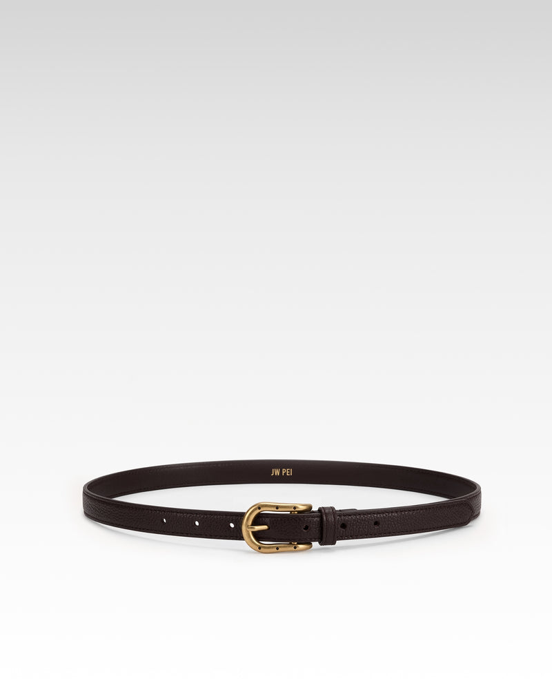 Aria Pebbled Buckle Belt – Dark Brown