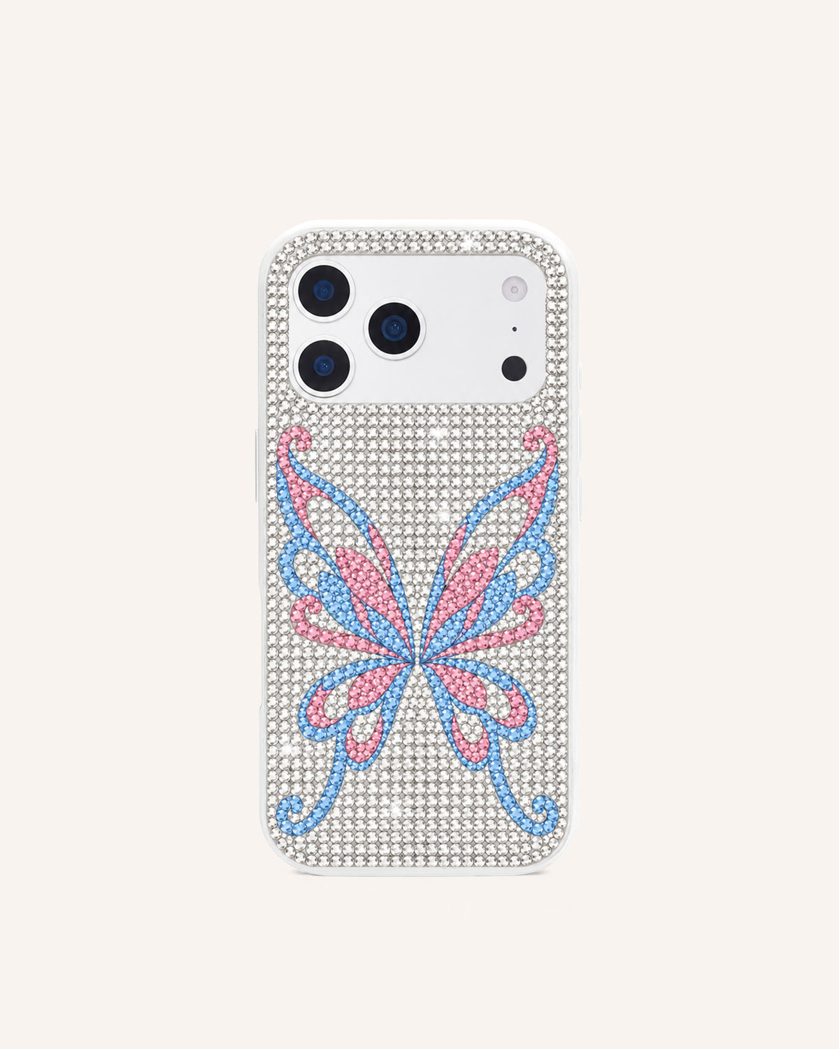 Butterfly Artificial Crystal Phone Case – White