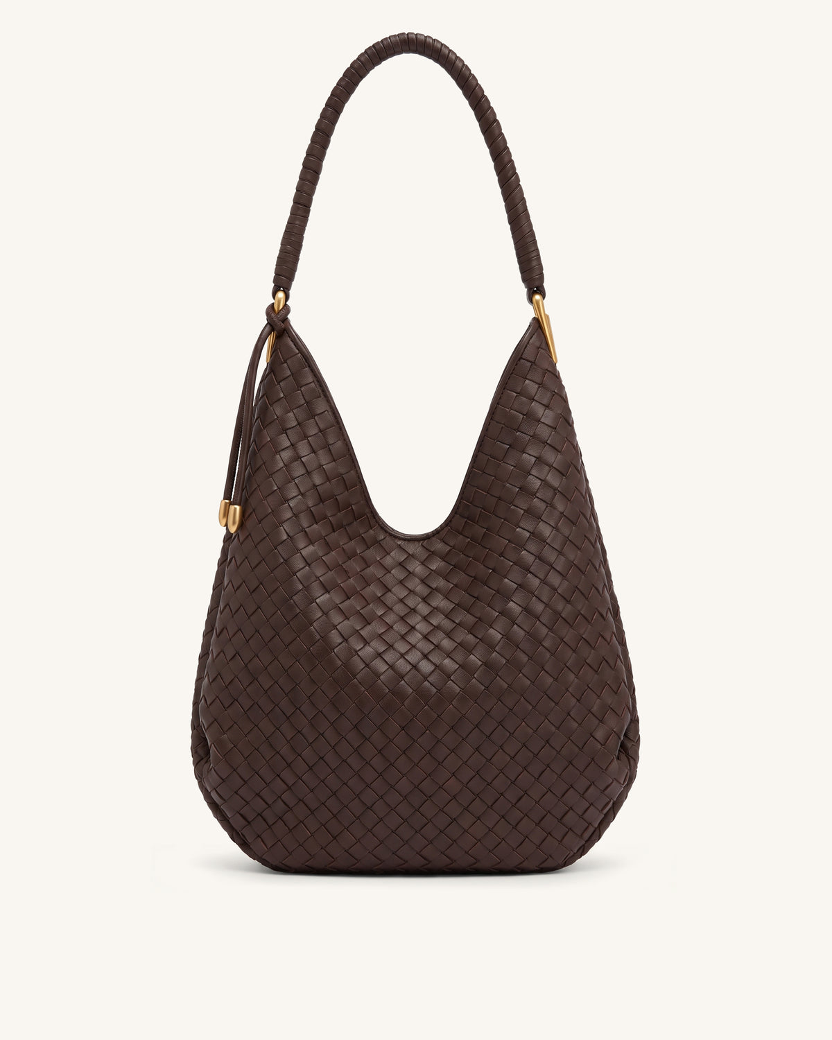Lorena Woven Textured Hobo Bag - Dark Brown