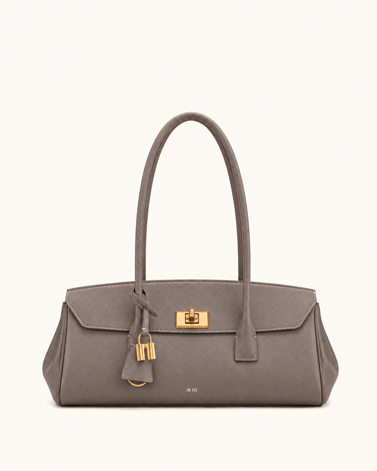 Nerissa Saffiano Flap Turnlock Shoulder Bag - Grey