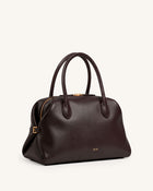 Veda Buckled Zip Top Handle Bag – Dark Brown