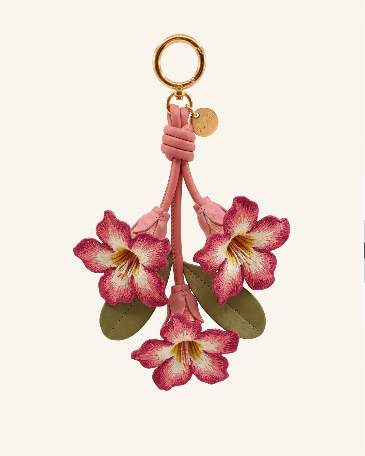3D Embroidered Desert Rose Bag Charm - Pink