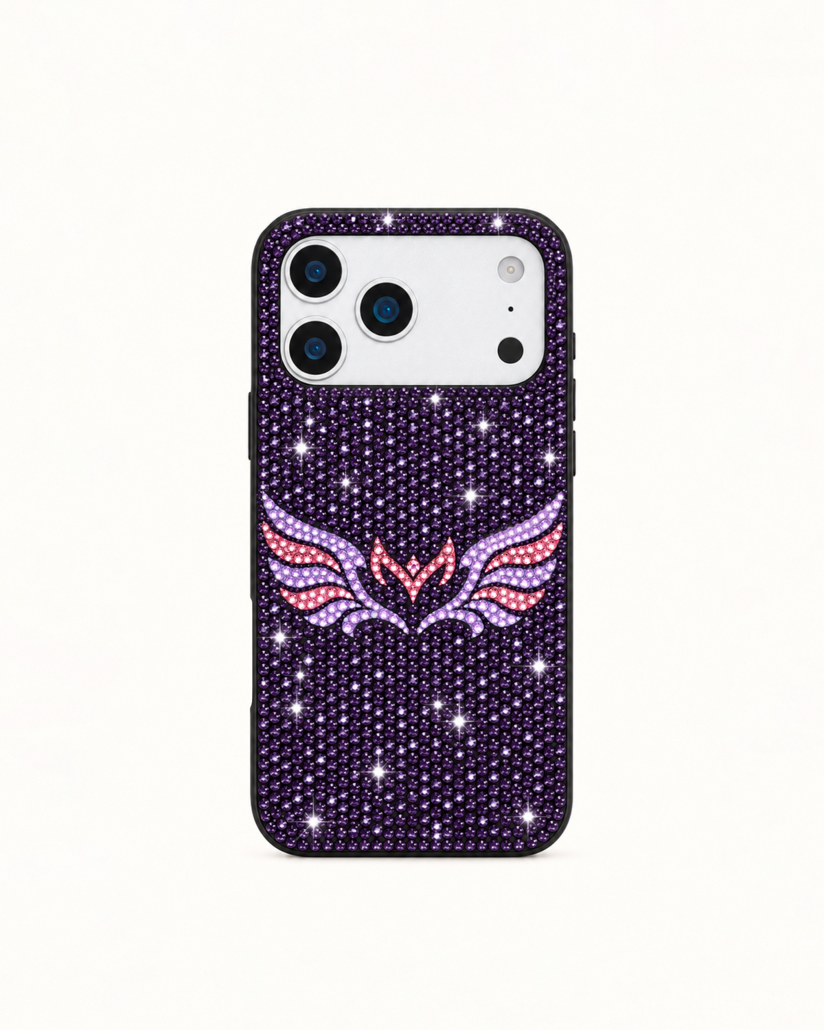 Purple Wing Artificial Crystal Phone Case – Black
