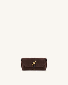Lena Metal Rope Knot Faux Suede Glasses Case – Brown