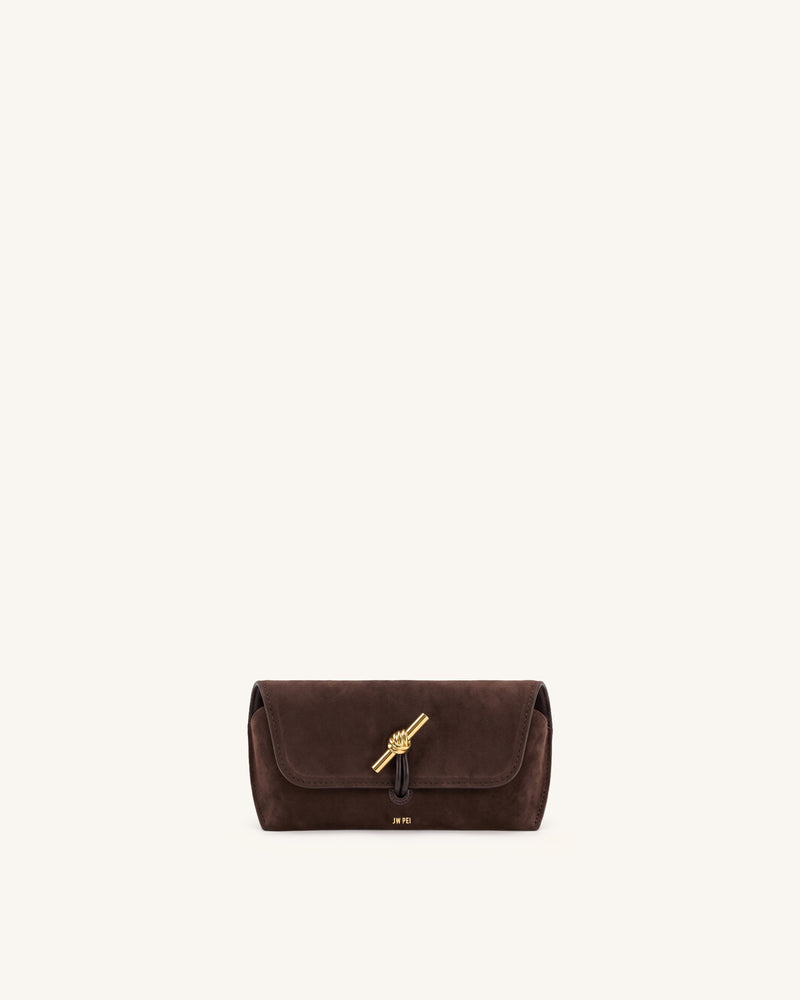 Lena Metal Rope Knot Faux Suede Glasses Case – Brown