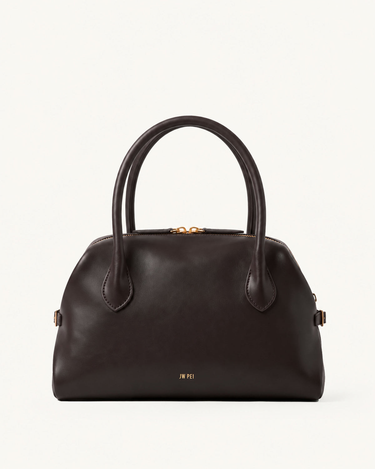 Veda Buckled Zip Top Handle Bag – Dark Brown