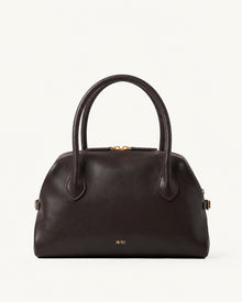Veda Buckled Zip Top Handle Bag – Dark Brown