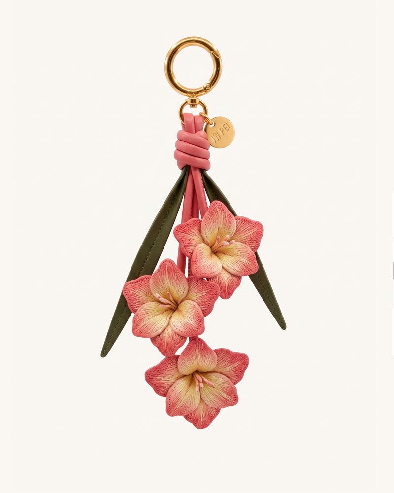 3D Embroidered Gladiolus Bag Charm - Pink