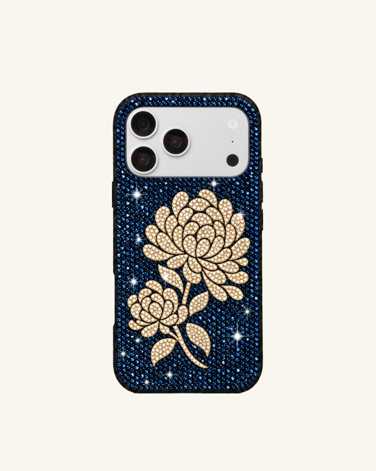 Floral Artificial Crystal Phone Case – Blue