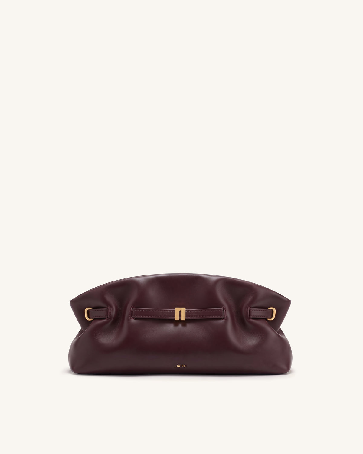 Hana Ruched Metal Clasp Clutch Bag - Burgundy