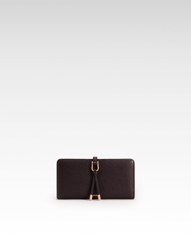 Aria Pebbled Passport Card Holder – Dark Brown