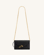 Celeste Woven Textured Chain Wallet - Black