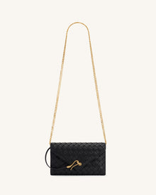 Celeste Woven Textured Chain Wallet - Black