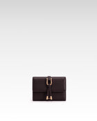 Aria Pebbled Buckle Bifold Wallet – Dark Brown