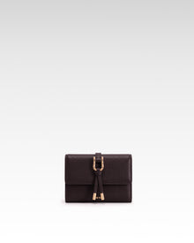 Aria Pebbled Buckle Bifold Wallet – Dark Brown