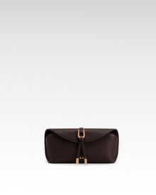 Aria Pebbled Buckle Tassel Glasses Case – Dark Brown