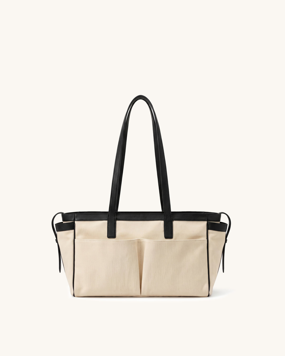 Corinne Canvas Pocket Tote Bag - Beige