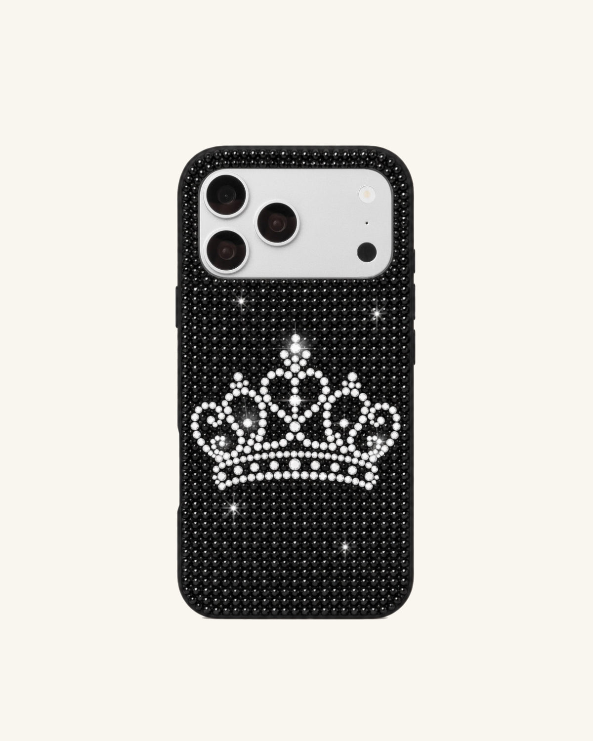 Crown Rhinestone Phone Case – Black