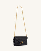 Celeste Woven Textured Chain Wallet - Black