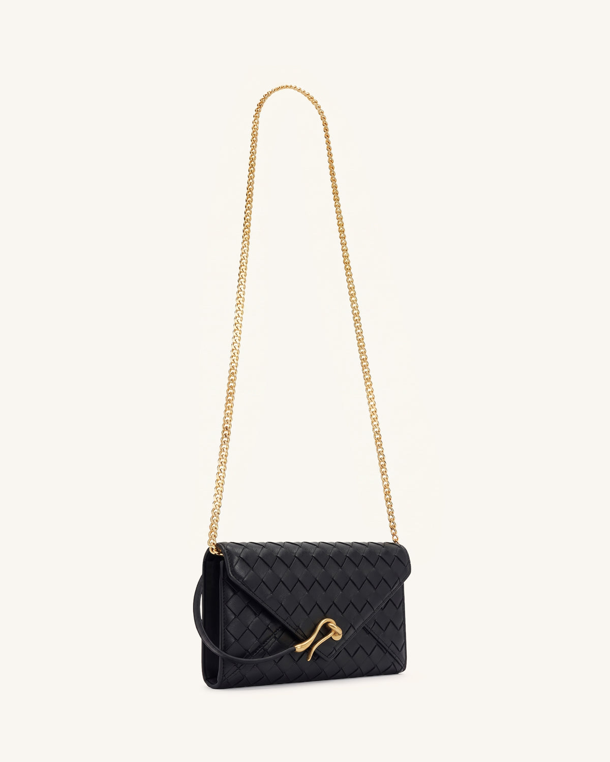 Celeste Woven Textured Chain Wallet - Black