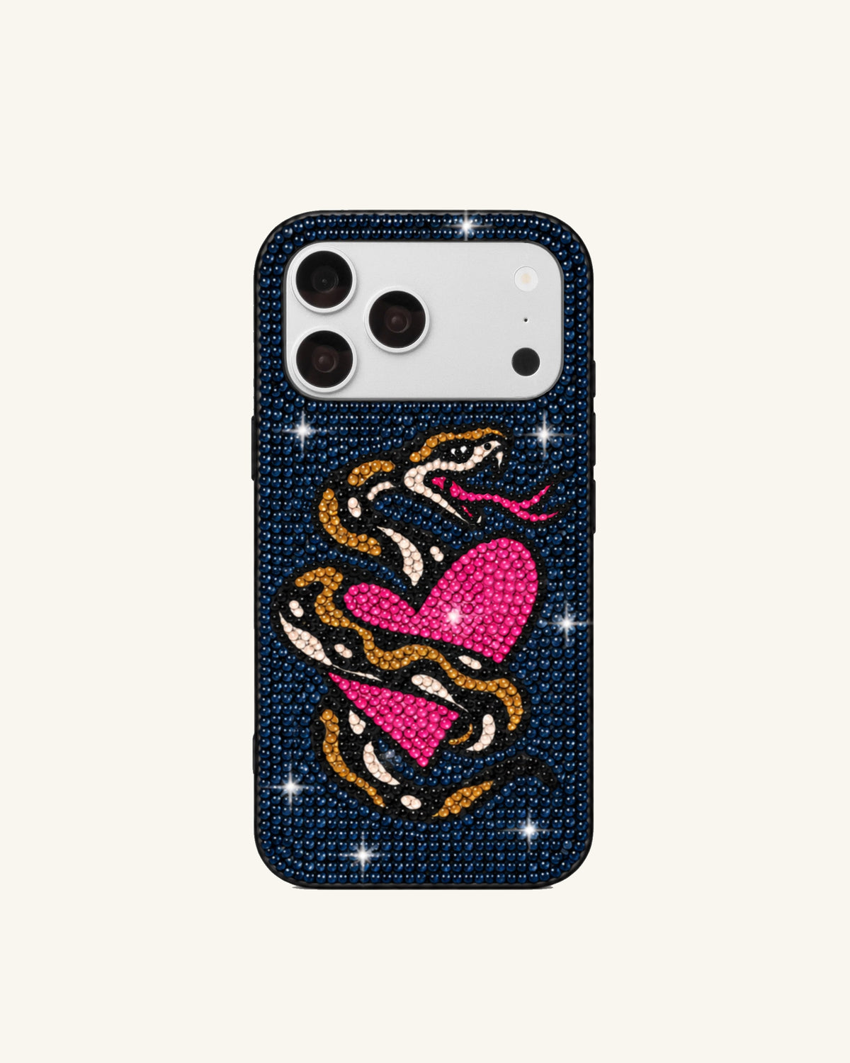 Artificial Crystal Snake Heart Phone Case – Blue