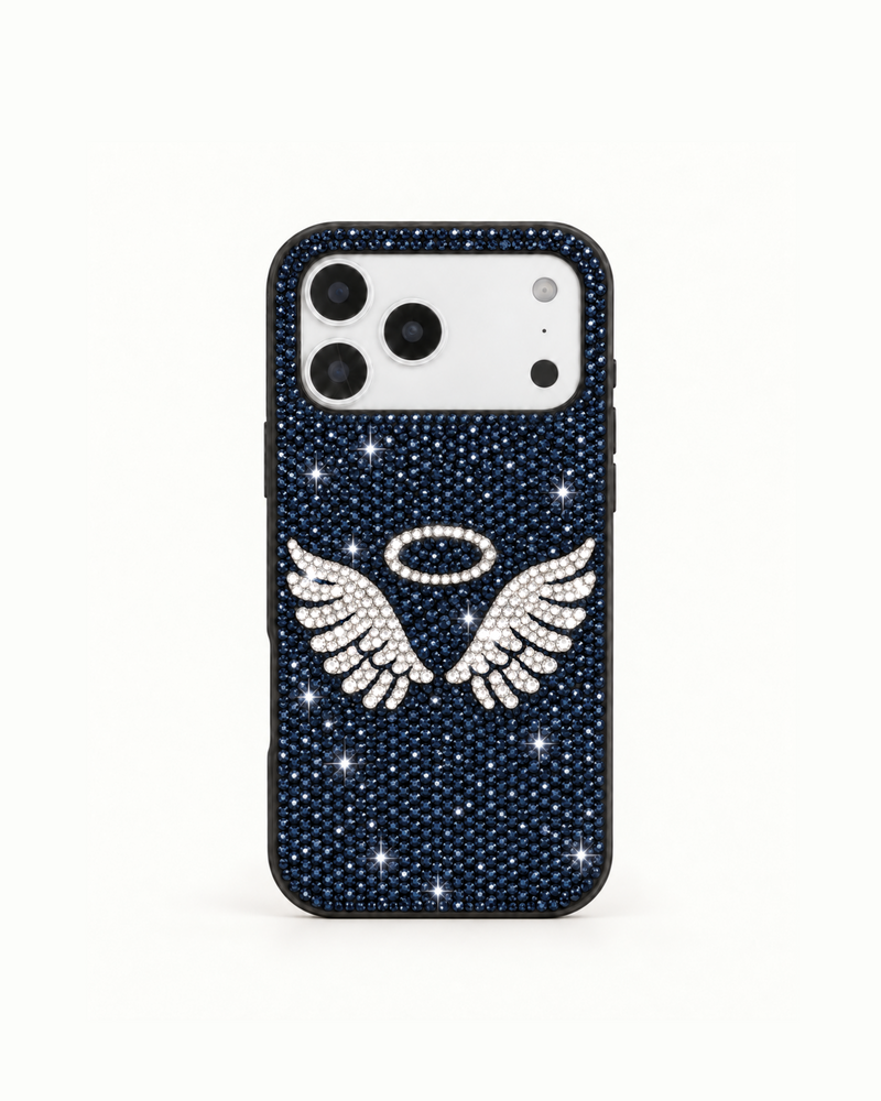 Angel Wings Artificial Crystal Phone Case – Blue