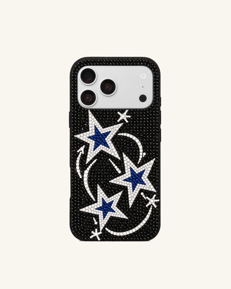 Star Crystal Embellished Phone Case – Black
