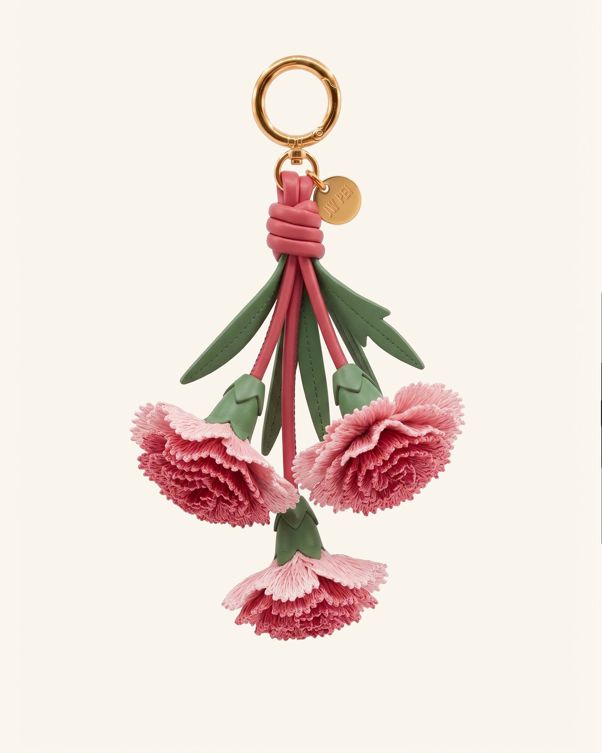 3D Embroidered Carnation Bag Charm - Pink