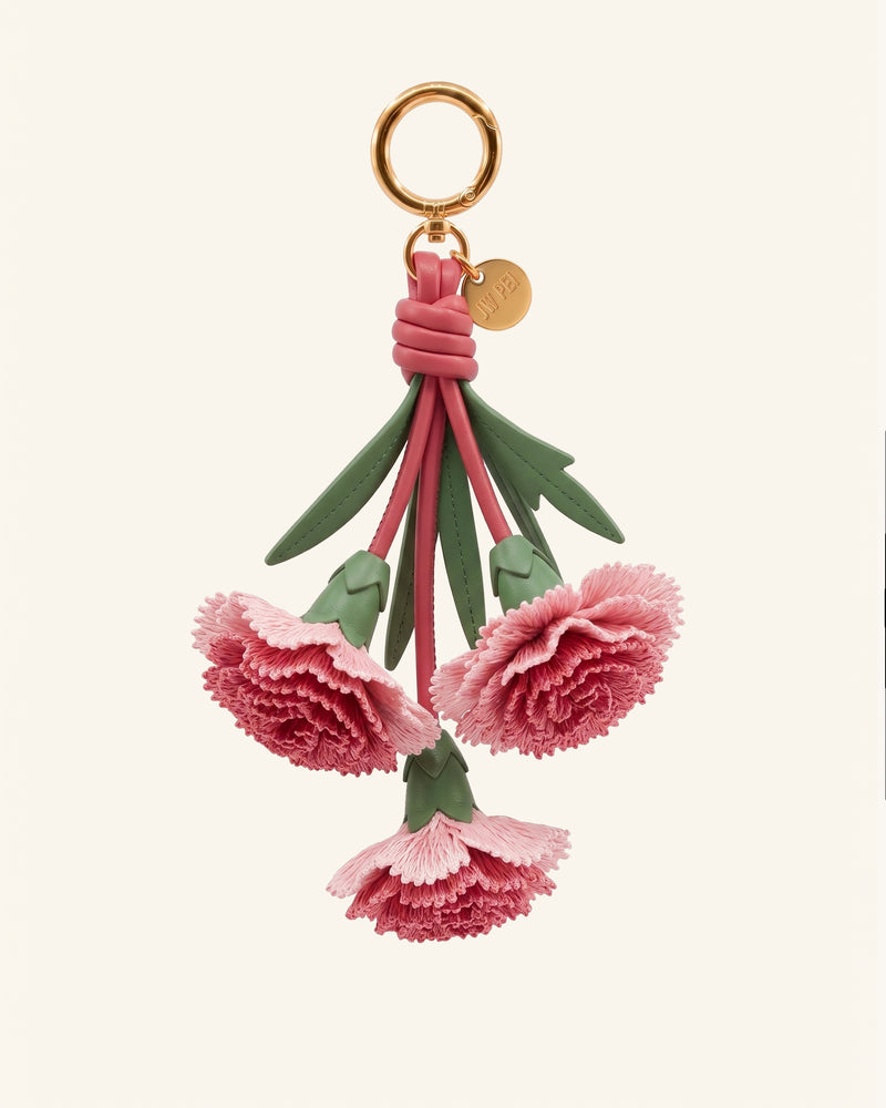 3D Embroidered Carnation Bag Charm - Pink