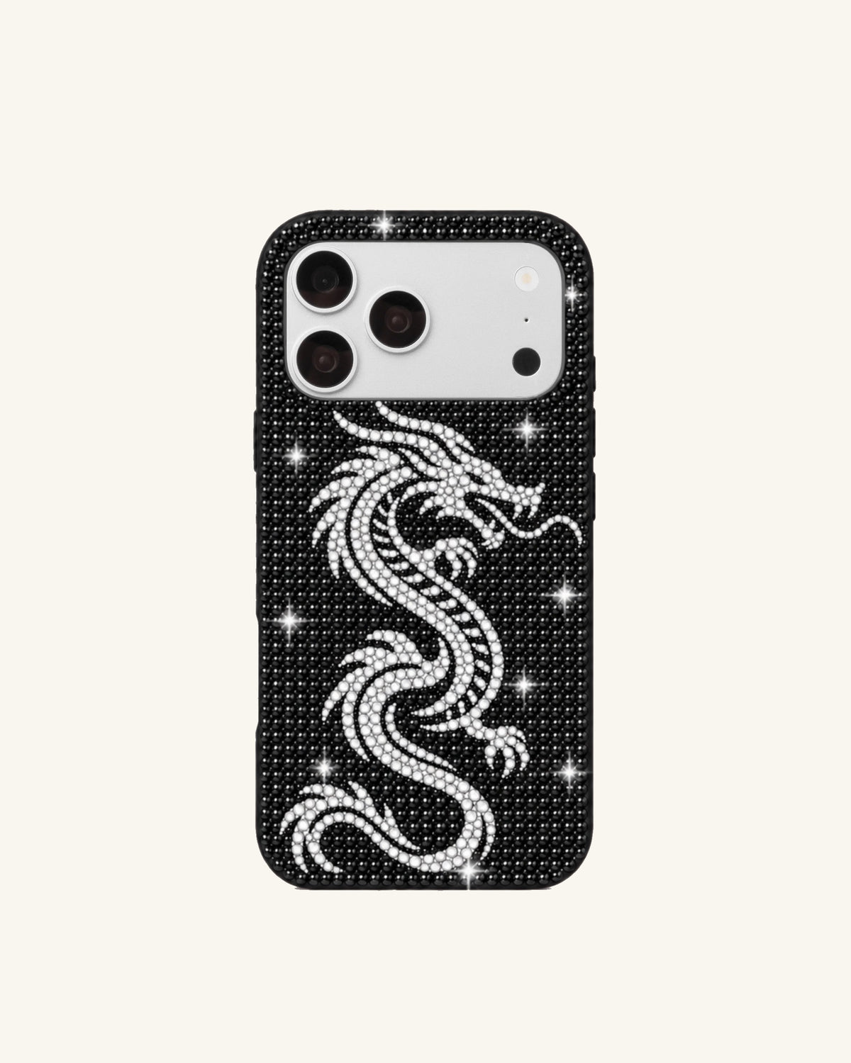 Dragon Artificial Crystal Phone Case – Black