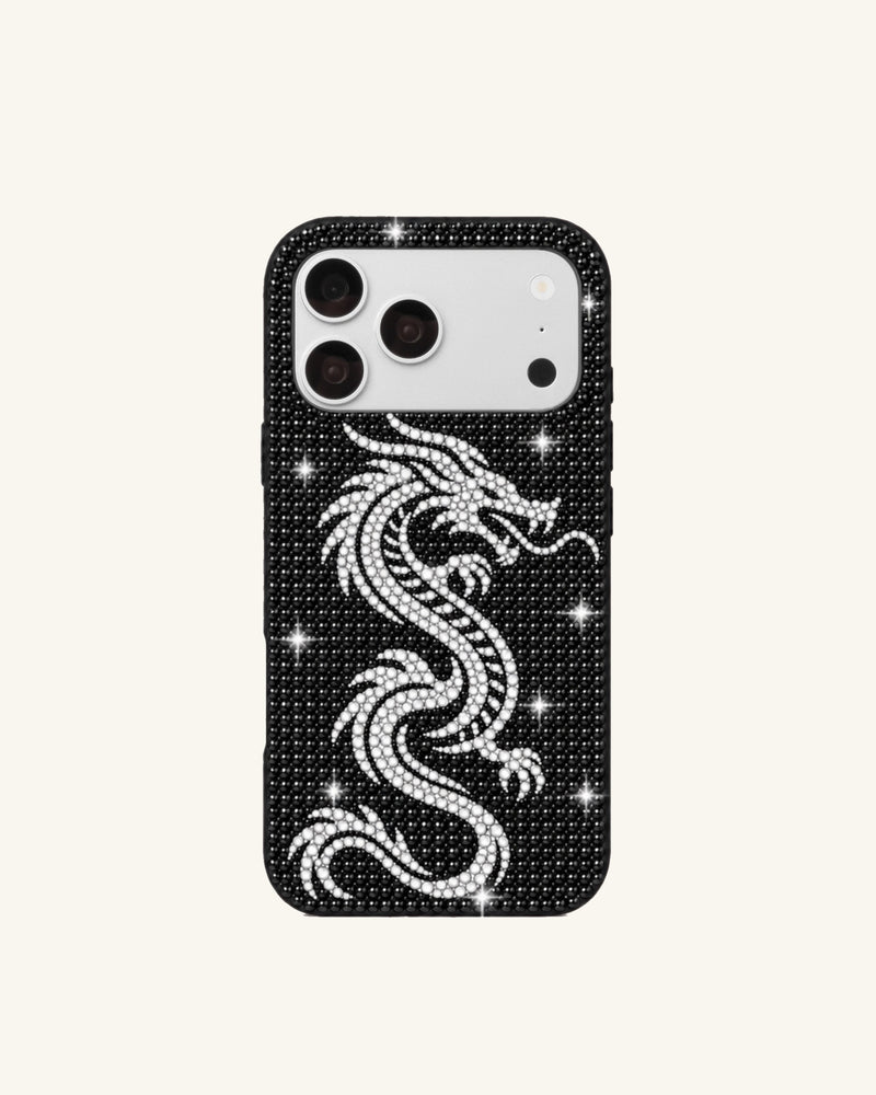 Dragon Artificial Crystal Phone Case – Black
