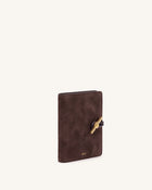 Lena Metal Rope Knot Faux Suede Passport Wallet - Brown