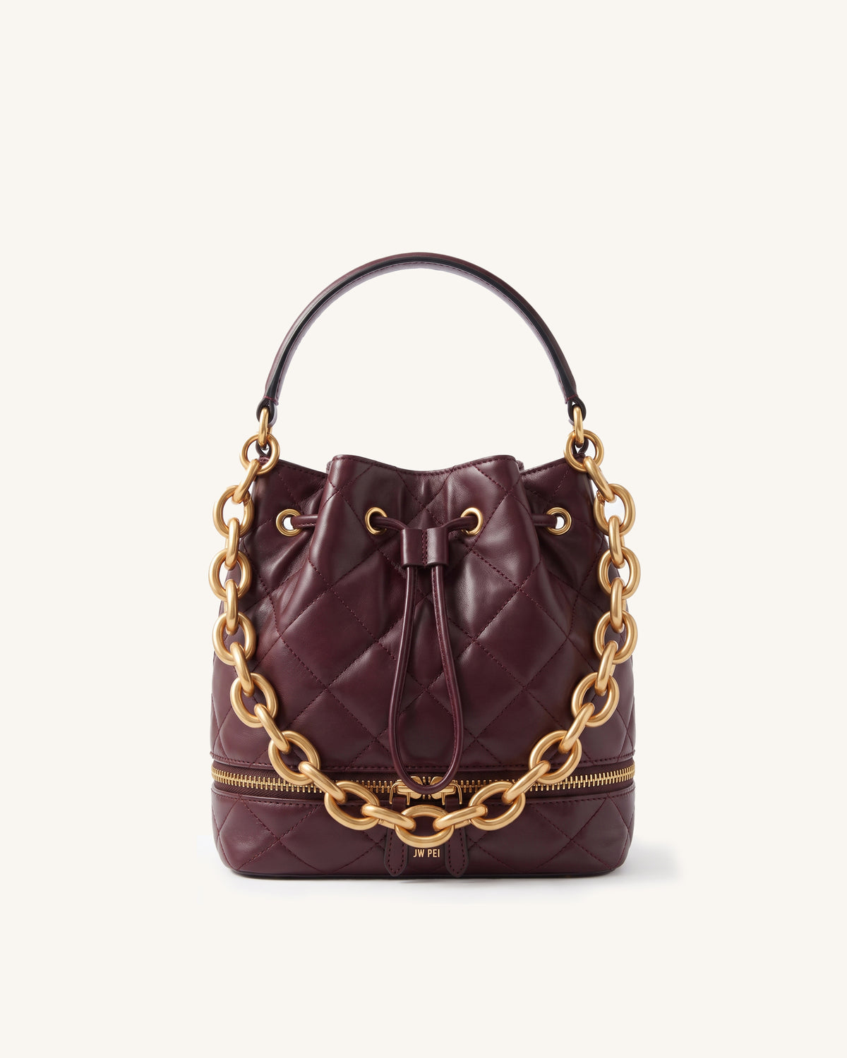 Avery Quilted Bucket Bag - Burgundy