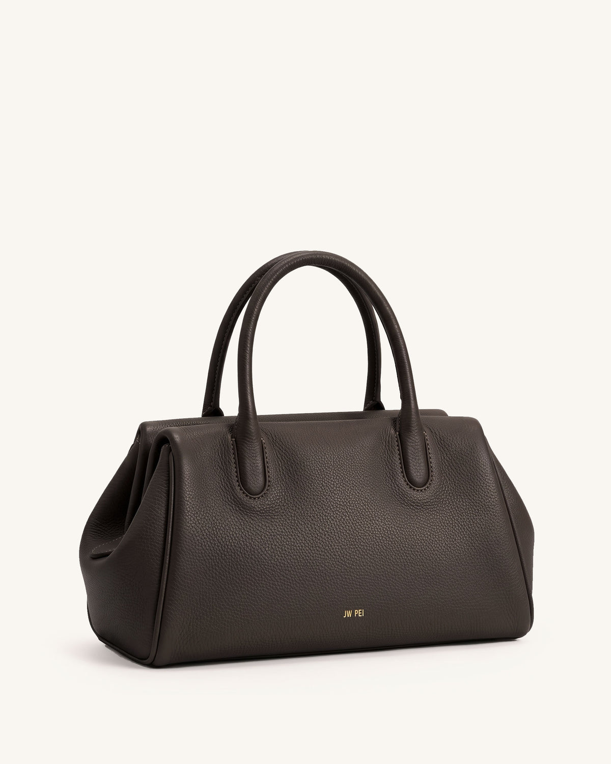 Veda Folded Side Top Handle Bag – Dark Brown