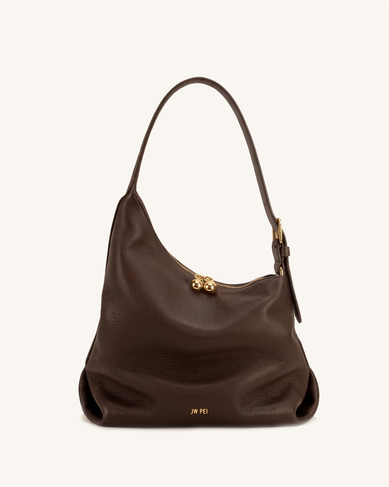 Nerina Asymmetric Soft-Structure Shoulder Bag - Brown