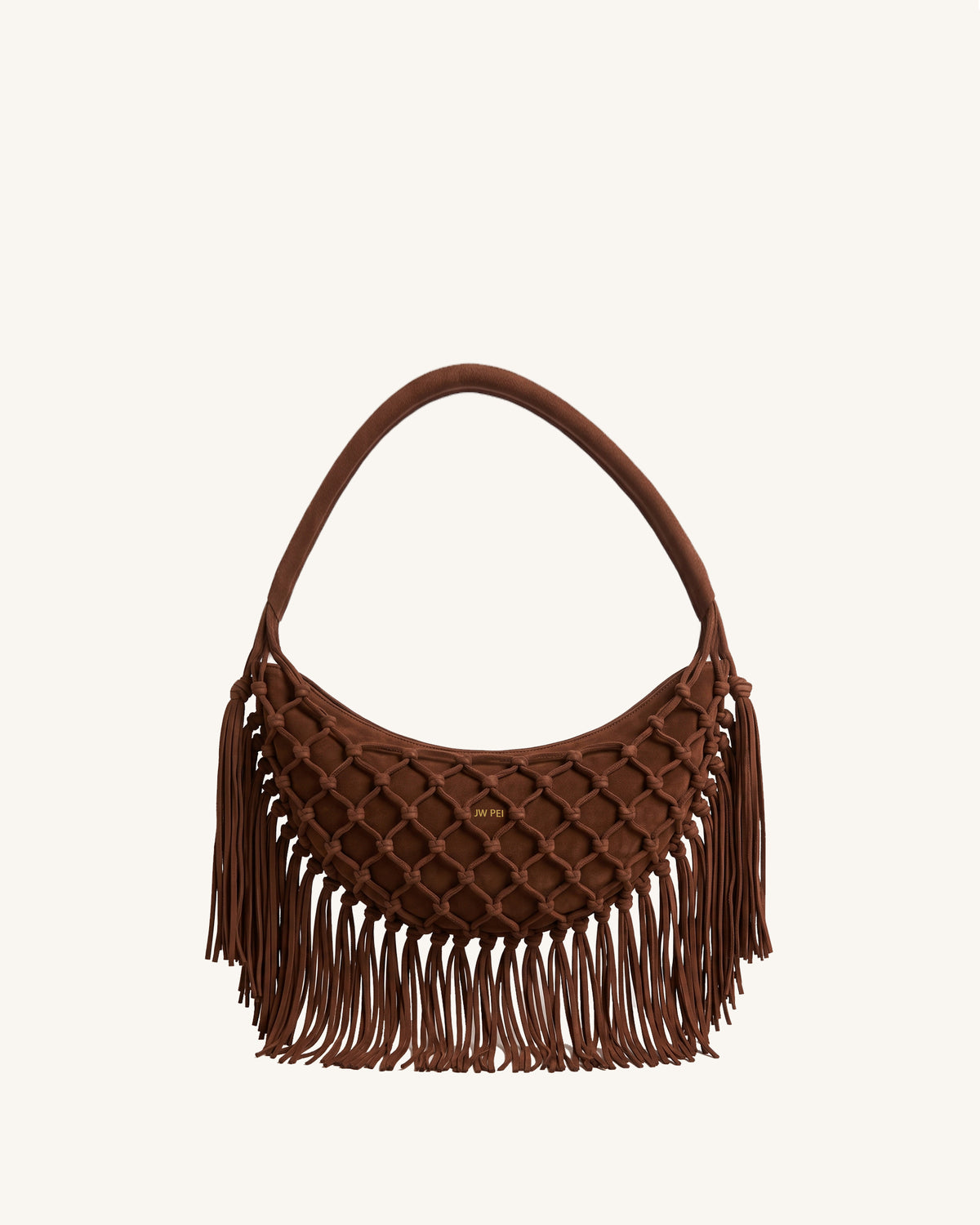 Maddy Knotted Faux Suede Shoulder Bag - Brown